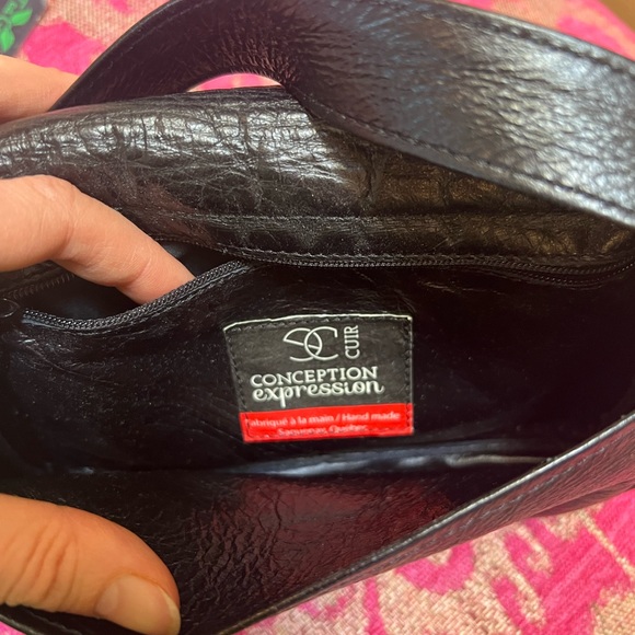 Handmade, hand painted Quebec made leather purse. One of a kind - Picture 4 of 4